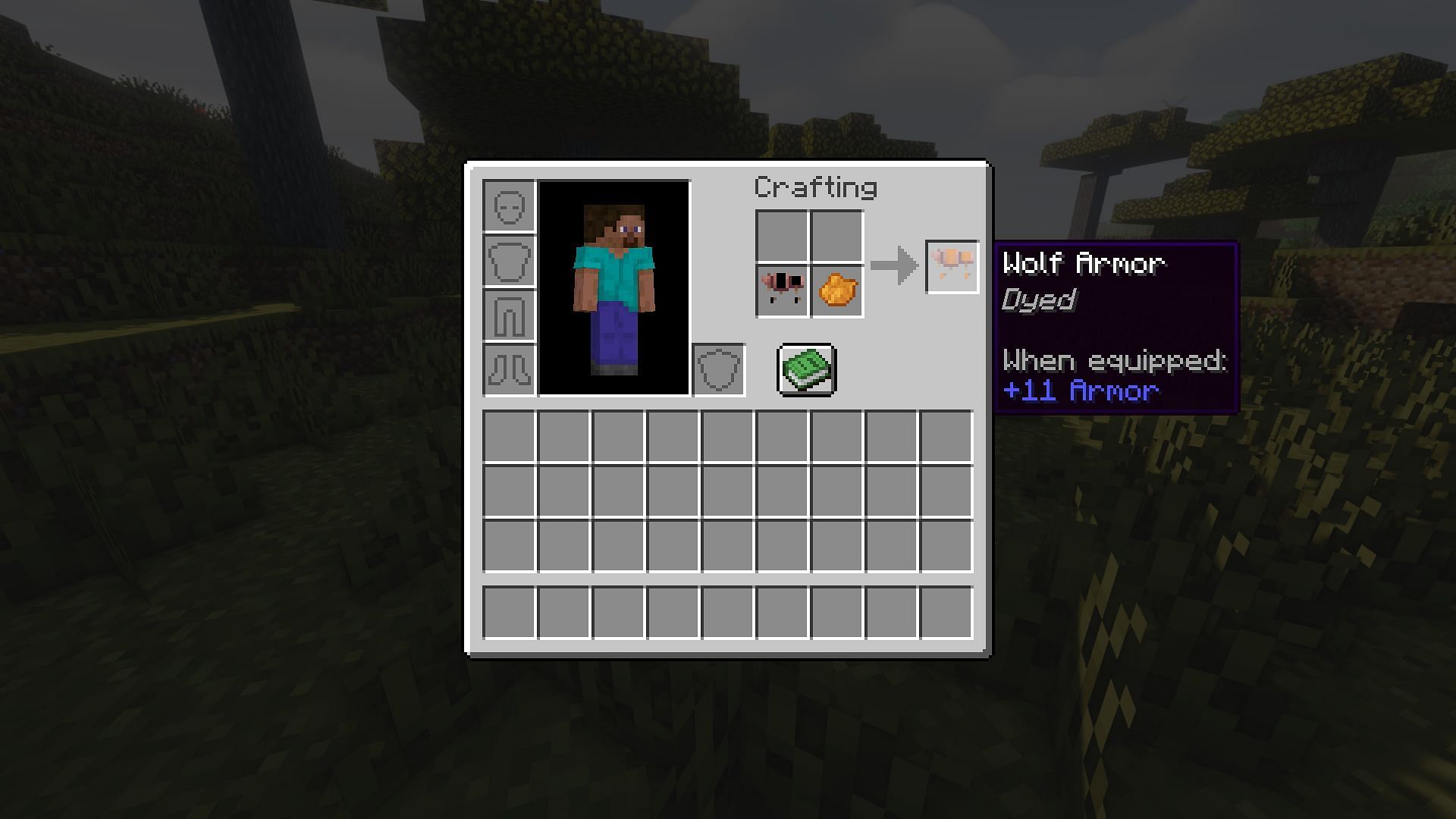 Dyeing a wolf armor orange (Image via Mojang Studios)