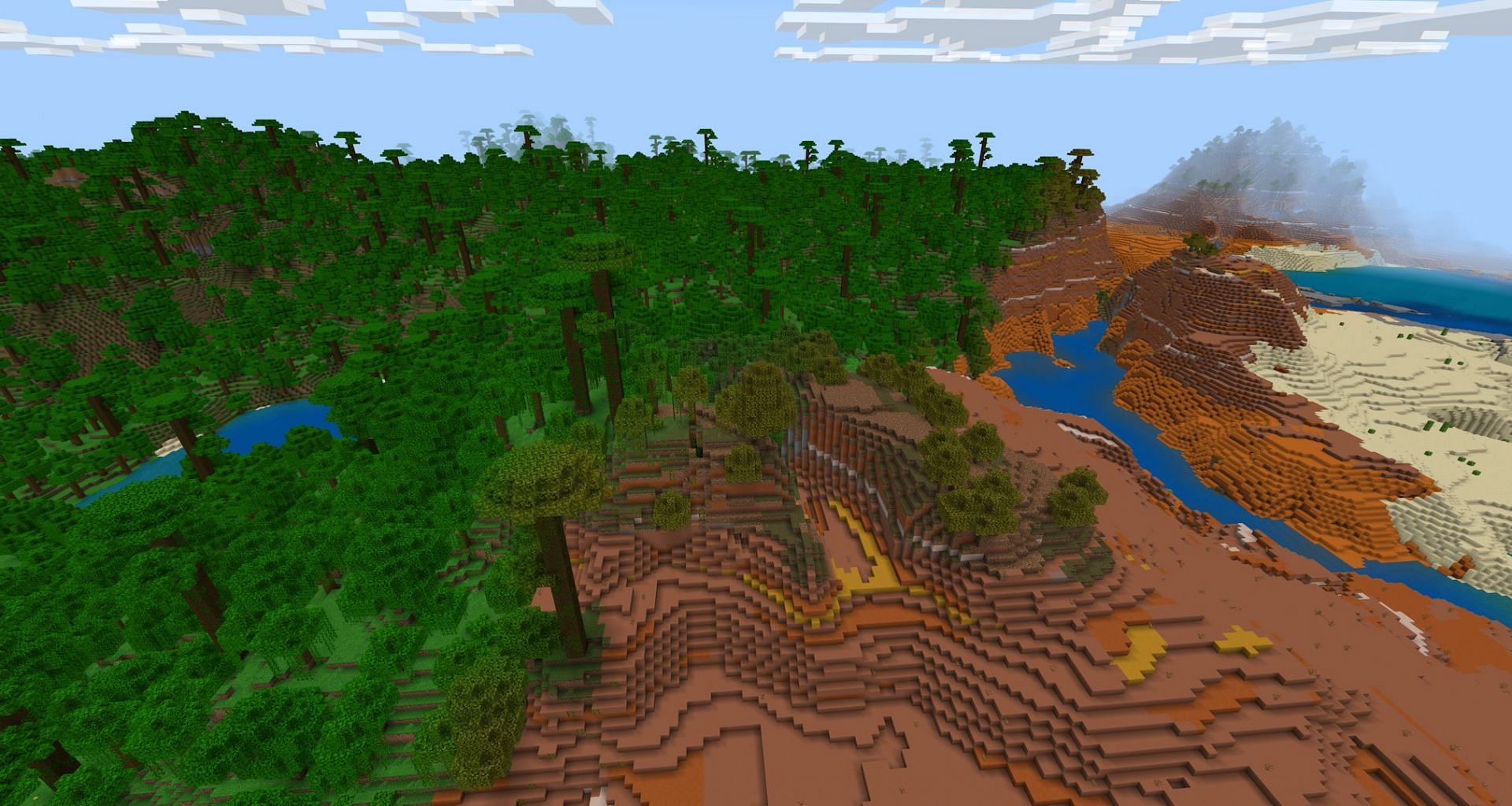 Là où la jungle rencontre les badlands (Image via Mojang)