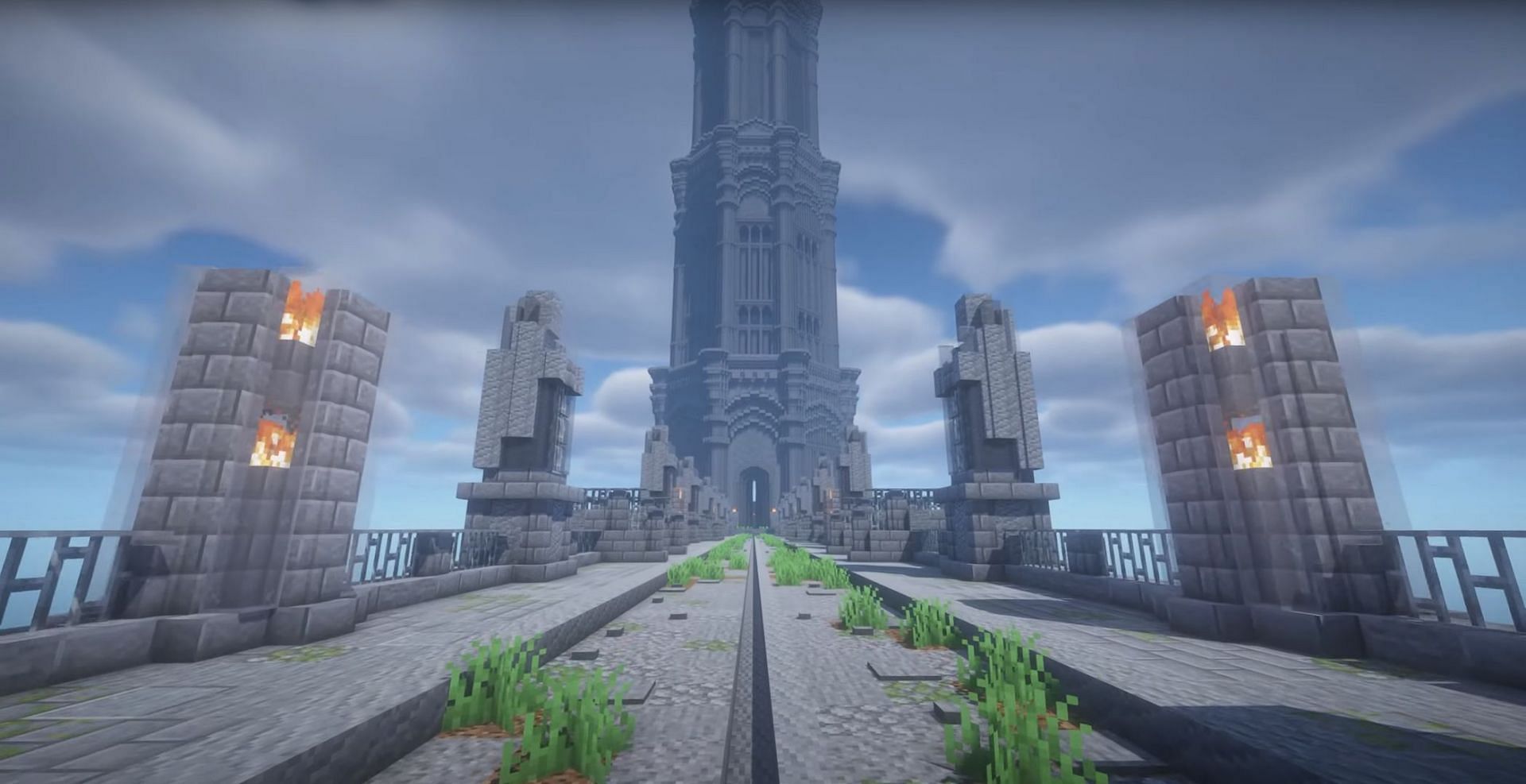 The Divine Tower build in Minecraft (Image via Reddit user u/Brad-Dawg)