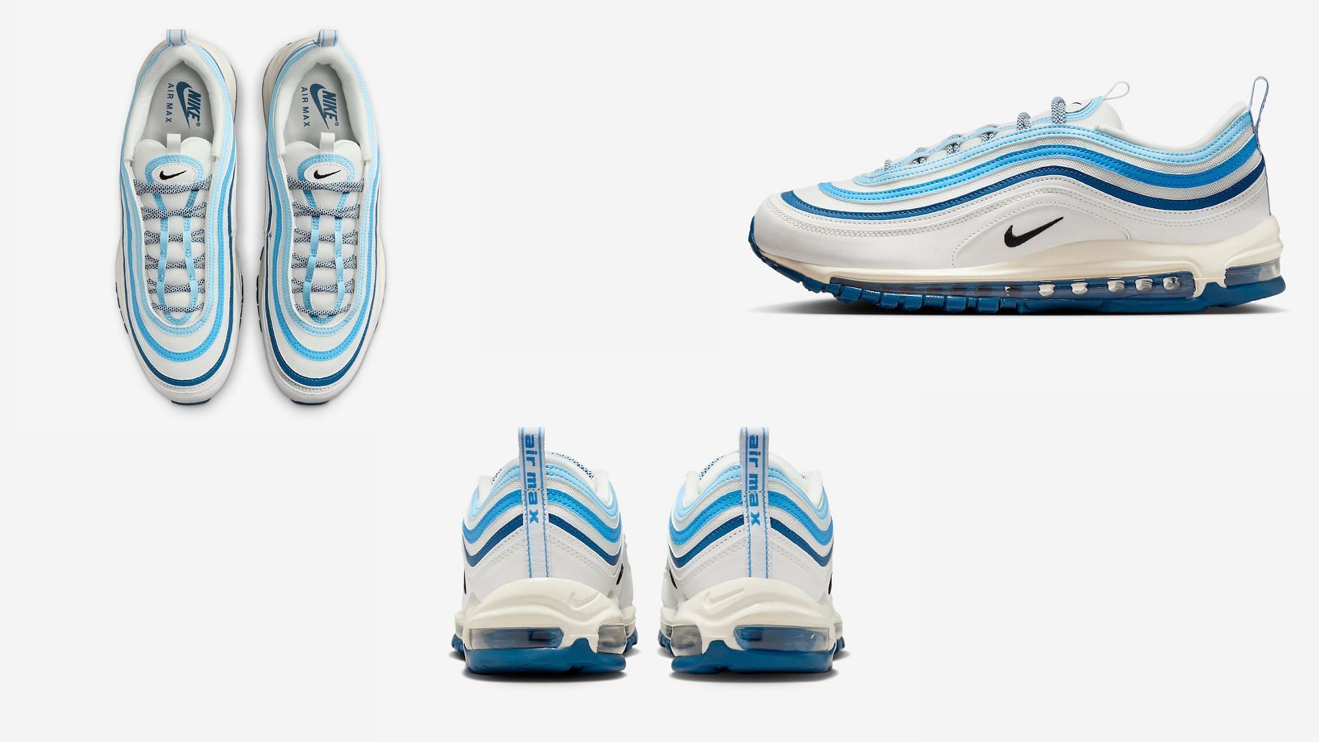 A closer look at the Nike Air Max 97 Glacier Blue sneakers (Image via YouTube/@sneakersociety)