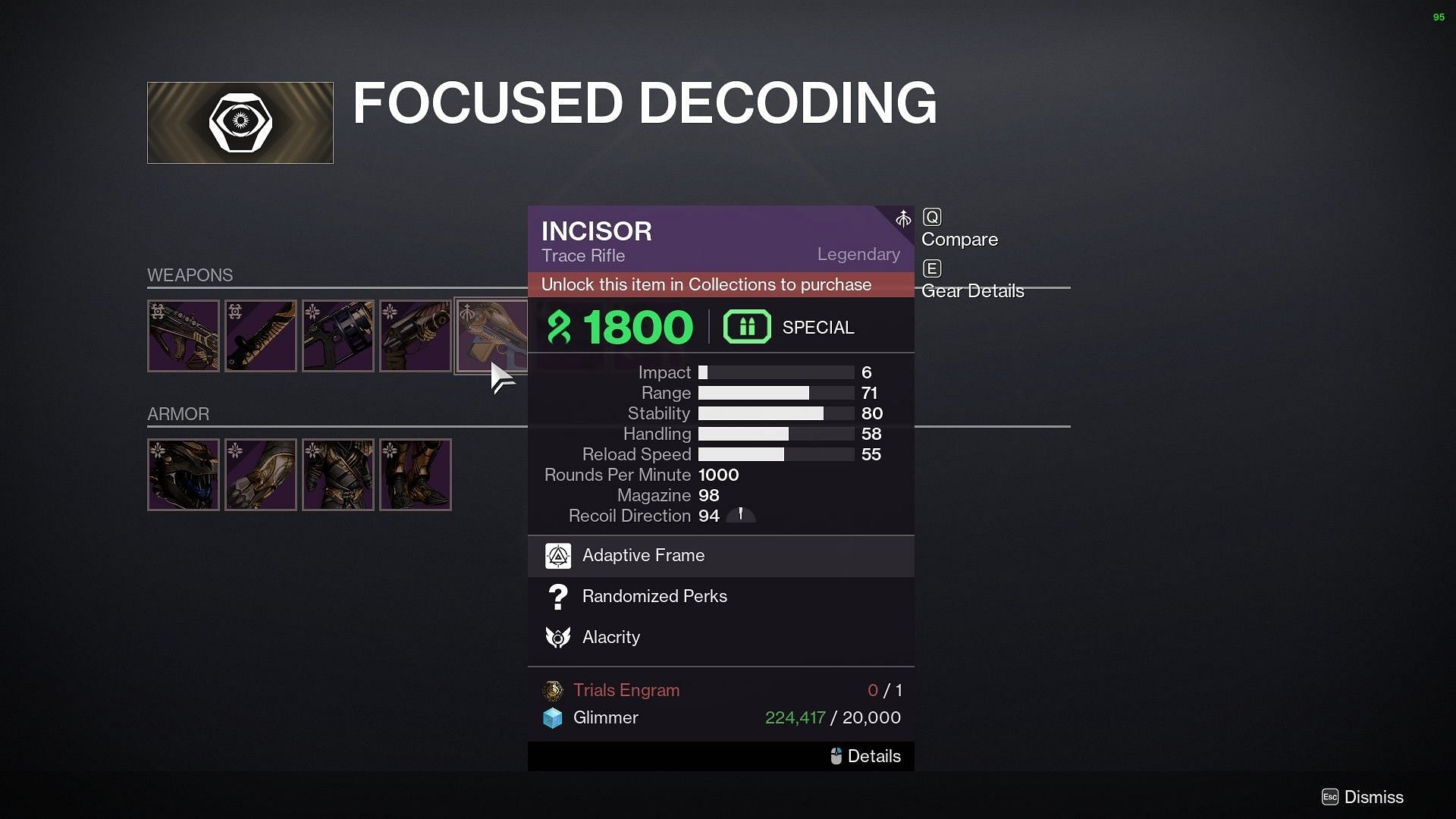 Incisor in Focused Decoding in Destiny 2
