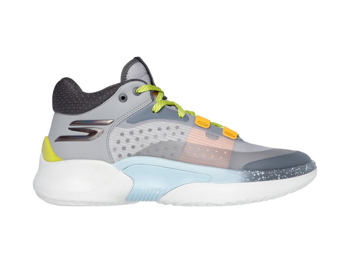 The SKX &quot;Grey Yellow&quot; sneakers (Image via Skechers)