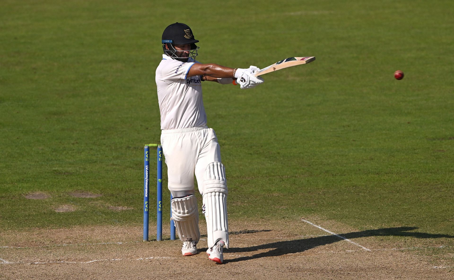 Cheteshwar Pujara in action for Sussex.