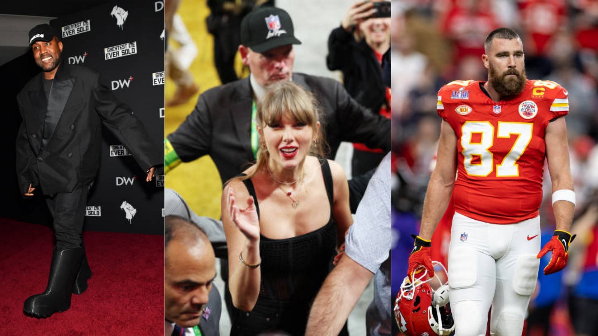 Kanye West is disputing rumors that Taylor Swift had him kicked out of the Super Bowl.