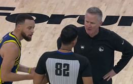 WATCH: Heated Steve Kerr gets T'd up for defending Steph Curry getting hit