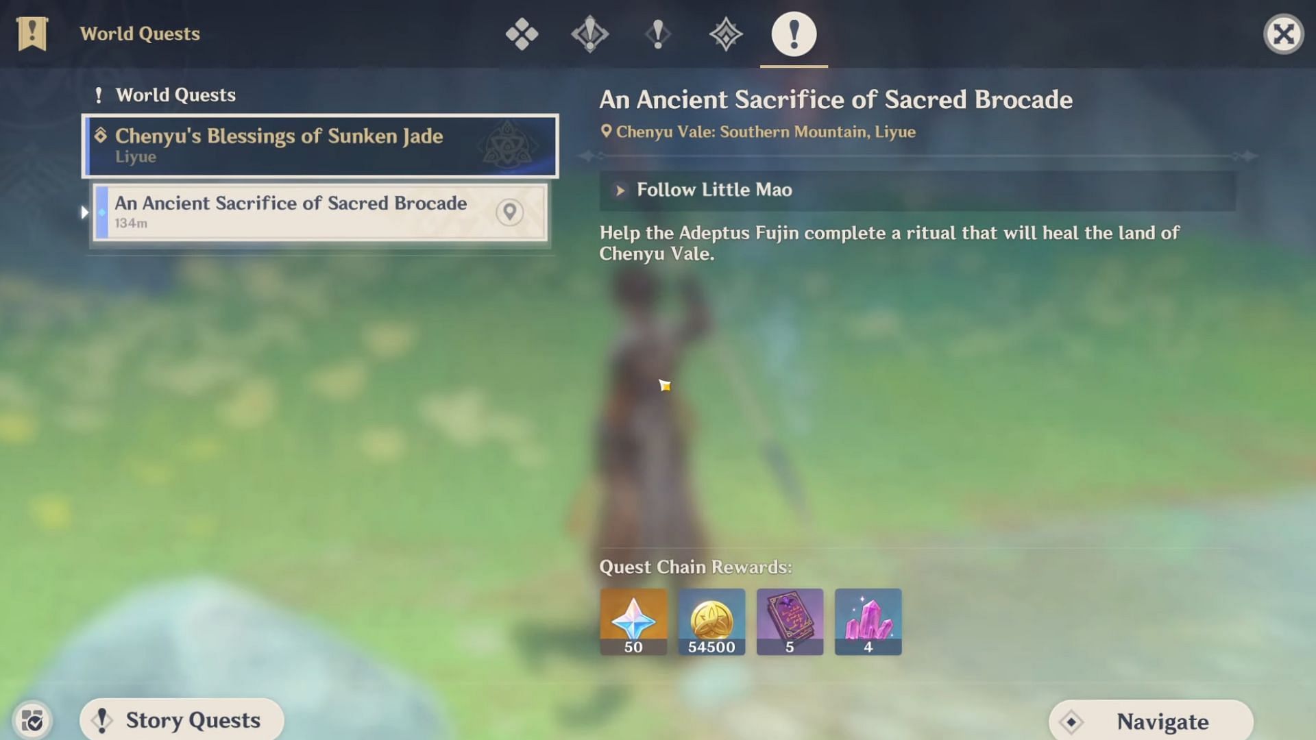 Preview of Sub-quest in quest navigation menu (Image via HoYoverse)