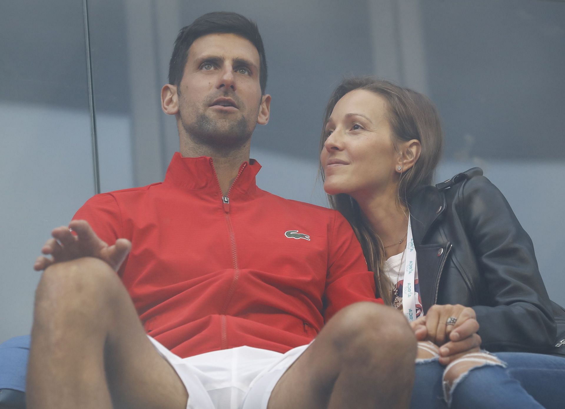 Novak Djokovic pictured with his wife