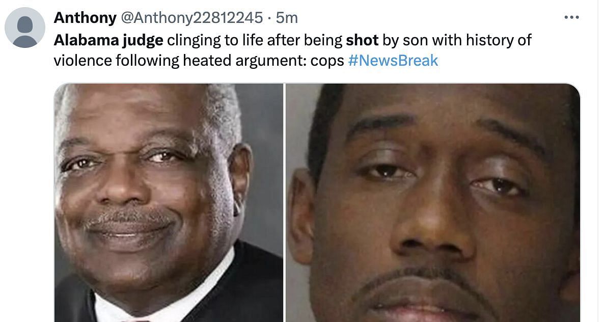 Social media users left in shock as Alabama Judge allegedly gets shot by son. (Image via @Anthony22812245/ X)