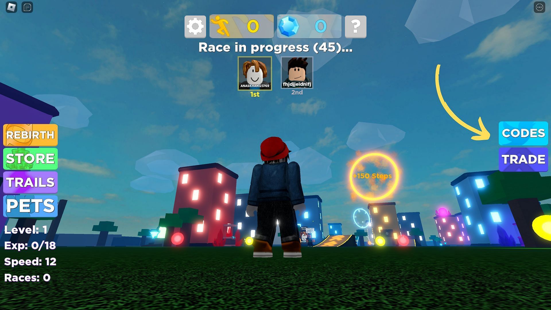 Codes icon in Legends of Speed (Image via Roblox and Sportskeeda)