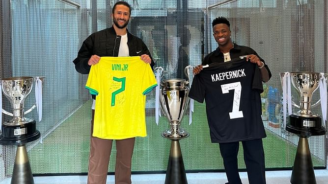 IN PHOTOS: Colin Kaepernick and Vinicius Junior link up as Real Madrid star reveres ex-49ers QB's racial justice battle