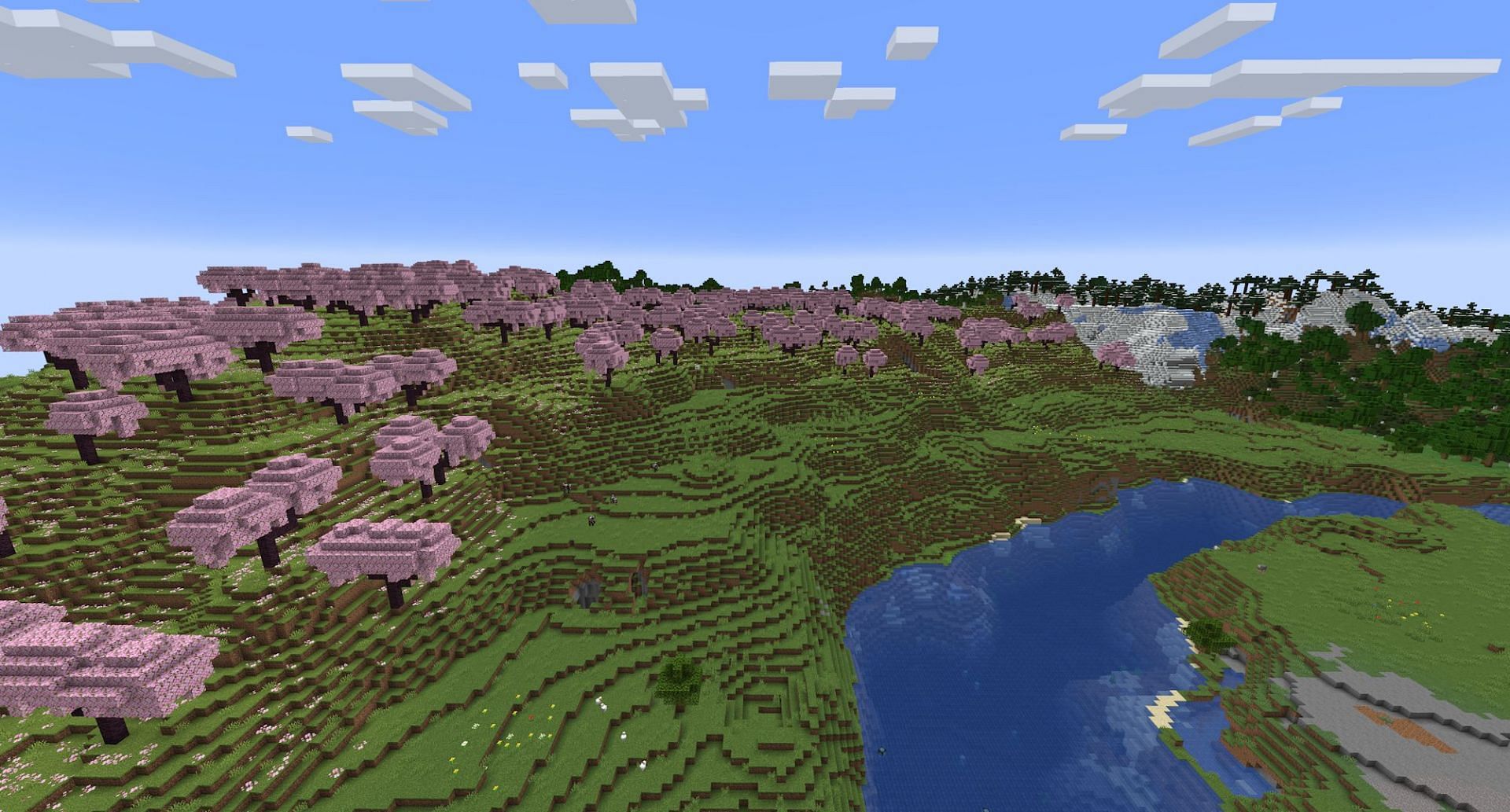 La magnifique zone d'apparition de cette graine divine (Image via Mojang)