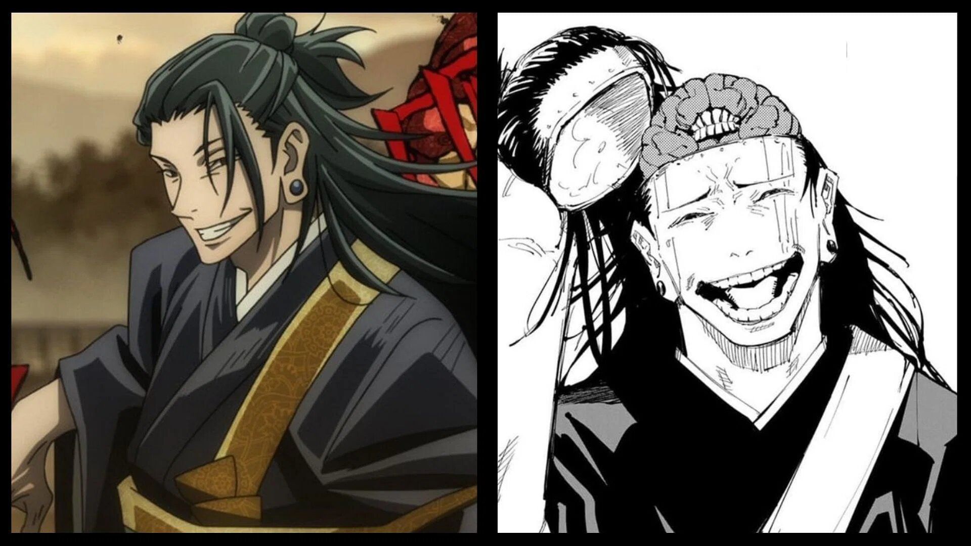 Geto in the Jujutsu Kaisen 0 movie and Kenjaku in the manga (Image via MAPPA and Shueisha).