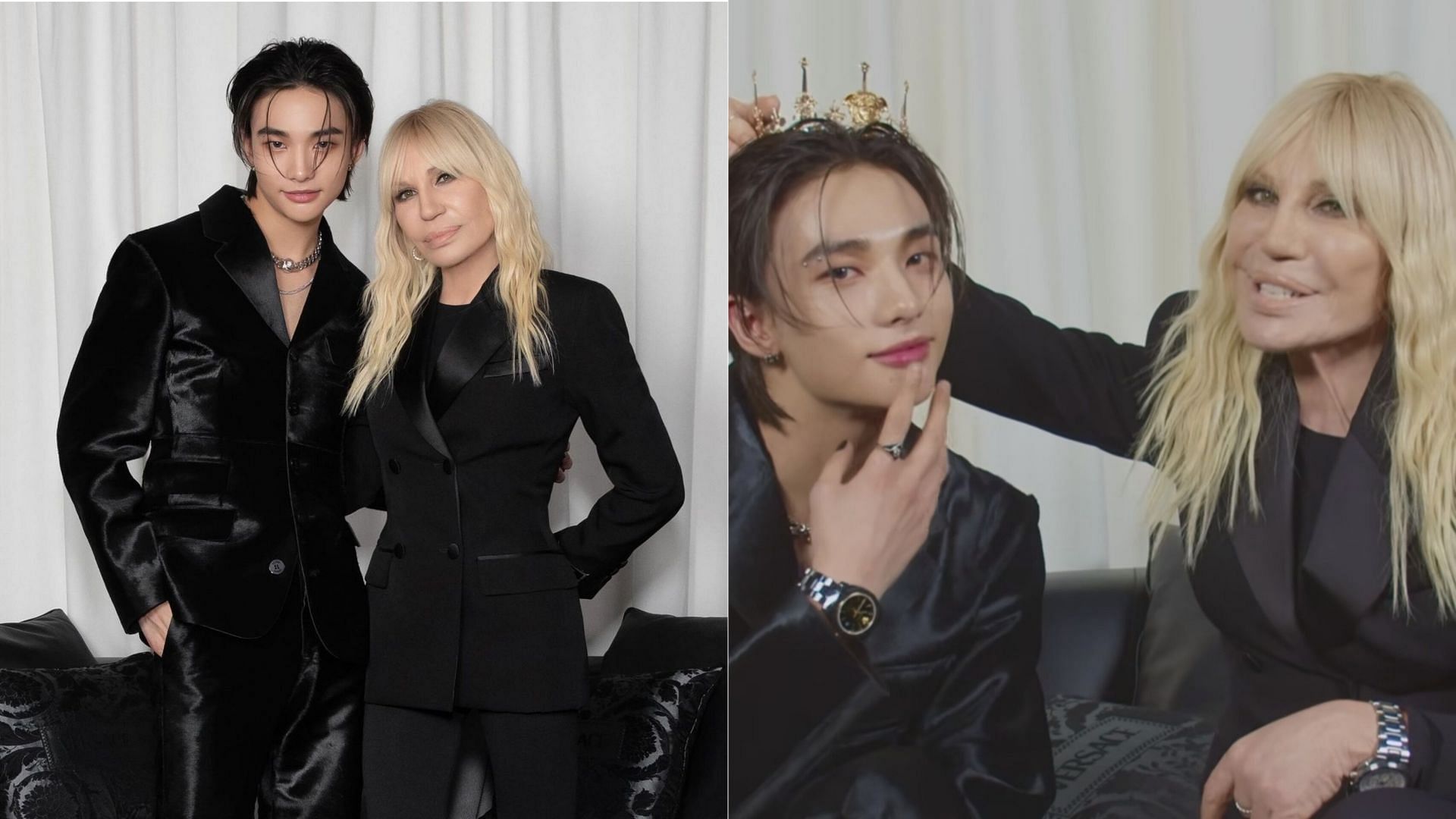 STRAY KIDS Hyunjin with Donatella Versace (Images via Instagram/@donatella_versace)