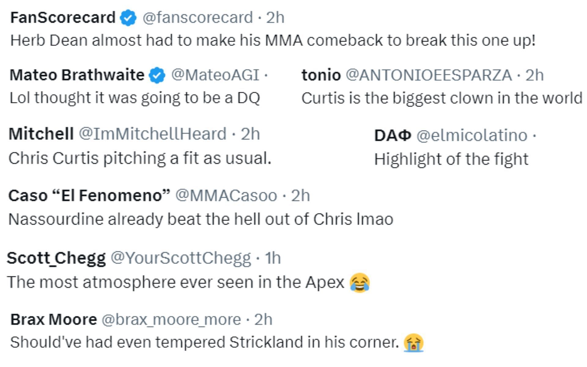 MMA fans react to the argument between Nassourdine Imavov and Chris Curtis