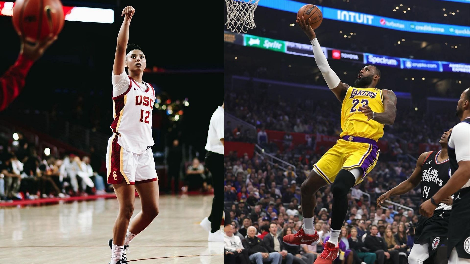 USC star Juju Watkins and Lakers star LeBron James  