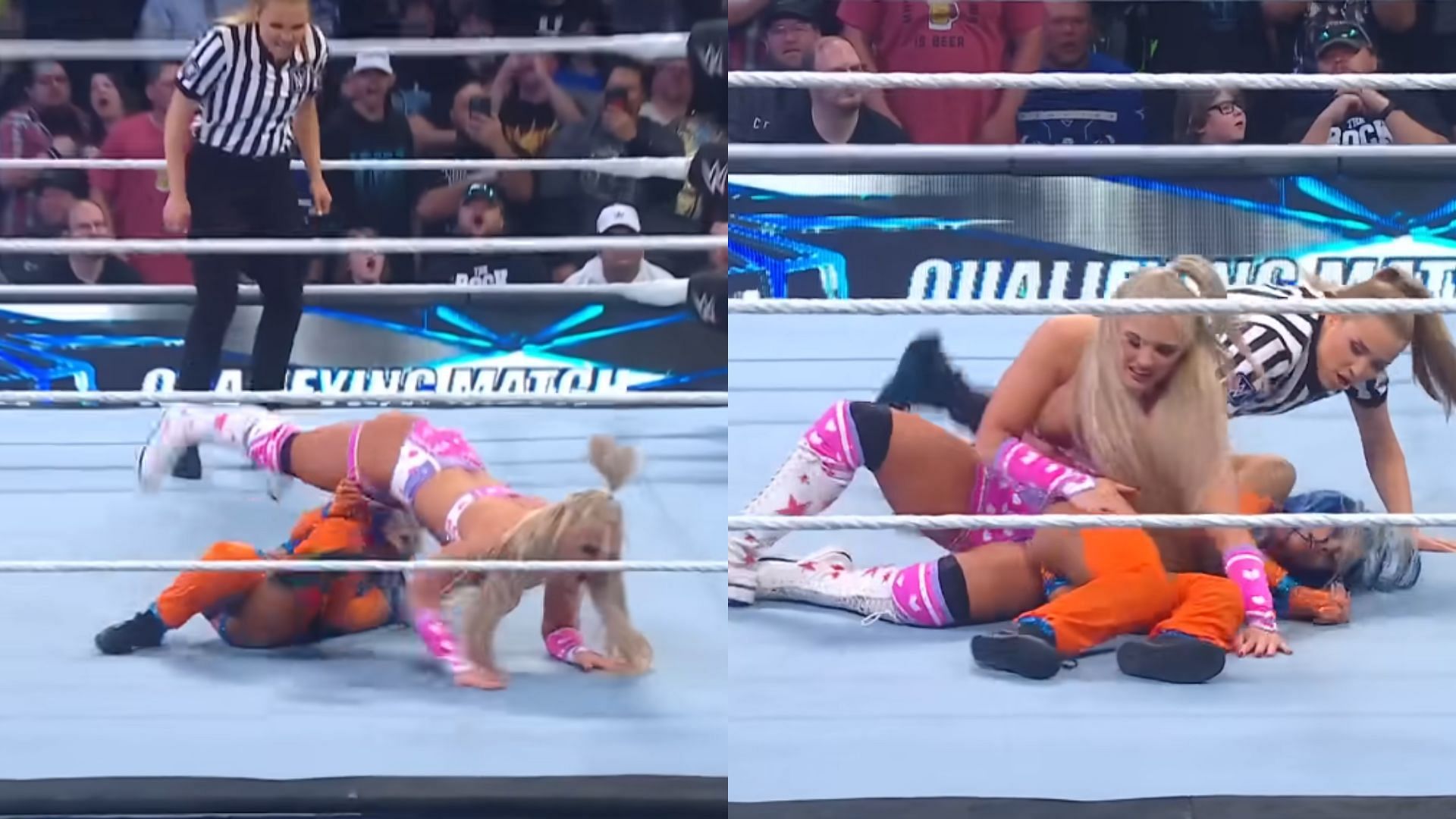 Stratton hits her finisher on Vega on SmackDown (via WWE