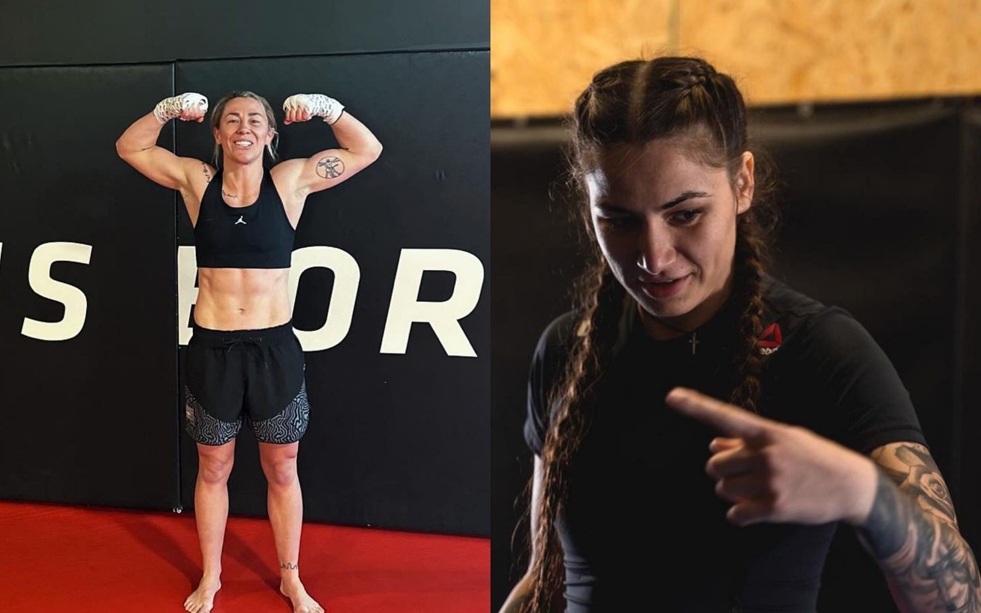 Molly McCann (left) reacts to accusations of avoiding a face-off with Diana Belbita (right) ahead of UFC Vegas 85 [Photo Courtesy @meatballmolly and @dianabelbita on Instagram]