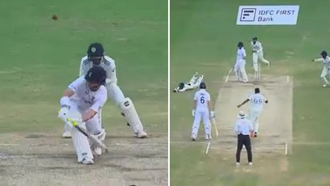 [Watch] KS Bharat's flying catch sends back Ben Duckett before Stumps on Day 3 of India vs England 2nd Test