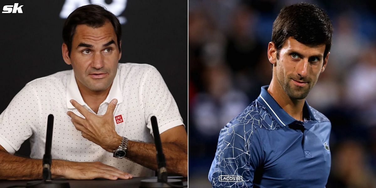 Roger Federer (L) and Novak Djokovic (R)
