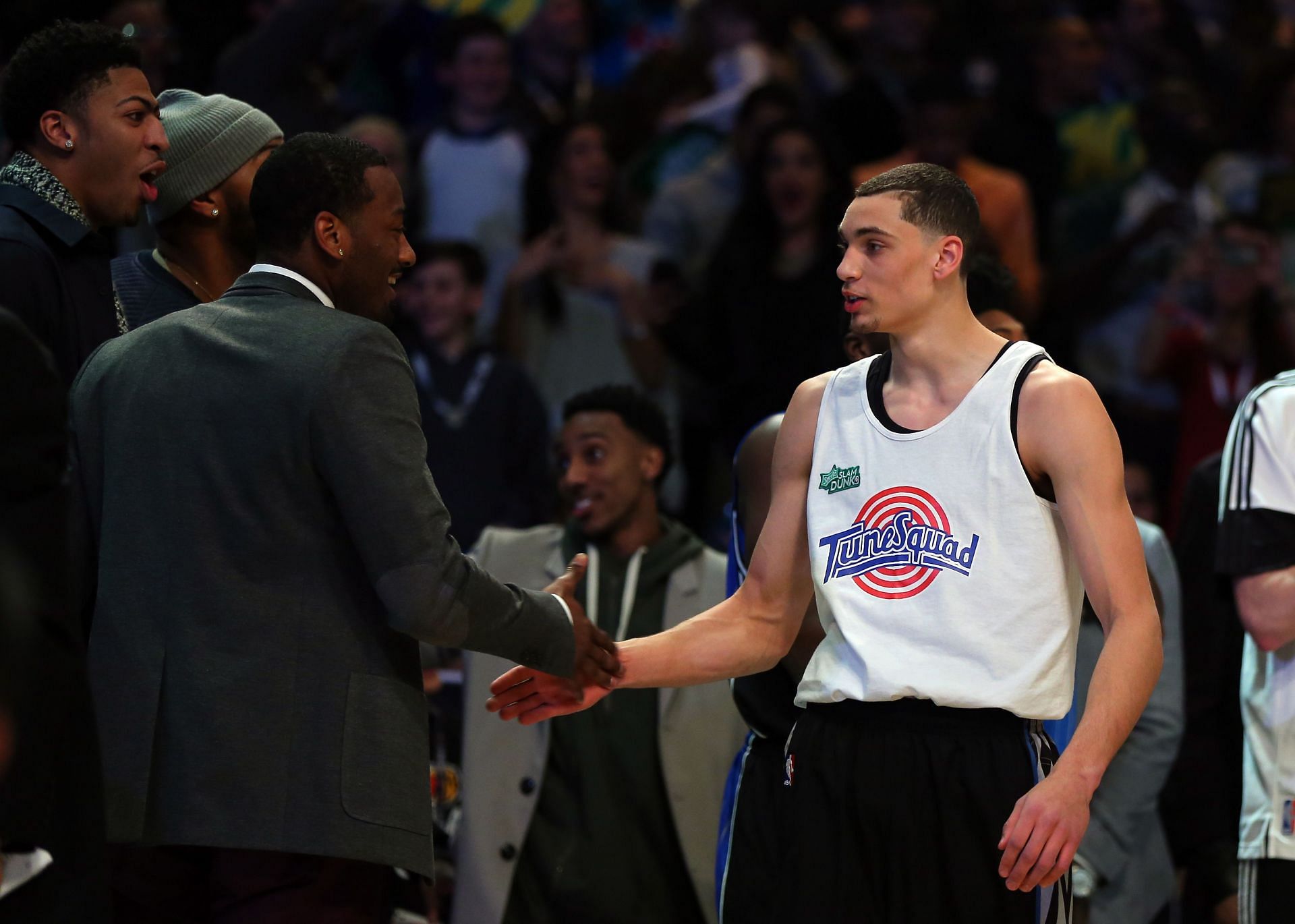 Former Minnesota Timberwolves shooting guard Zach LaVine (right)