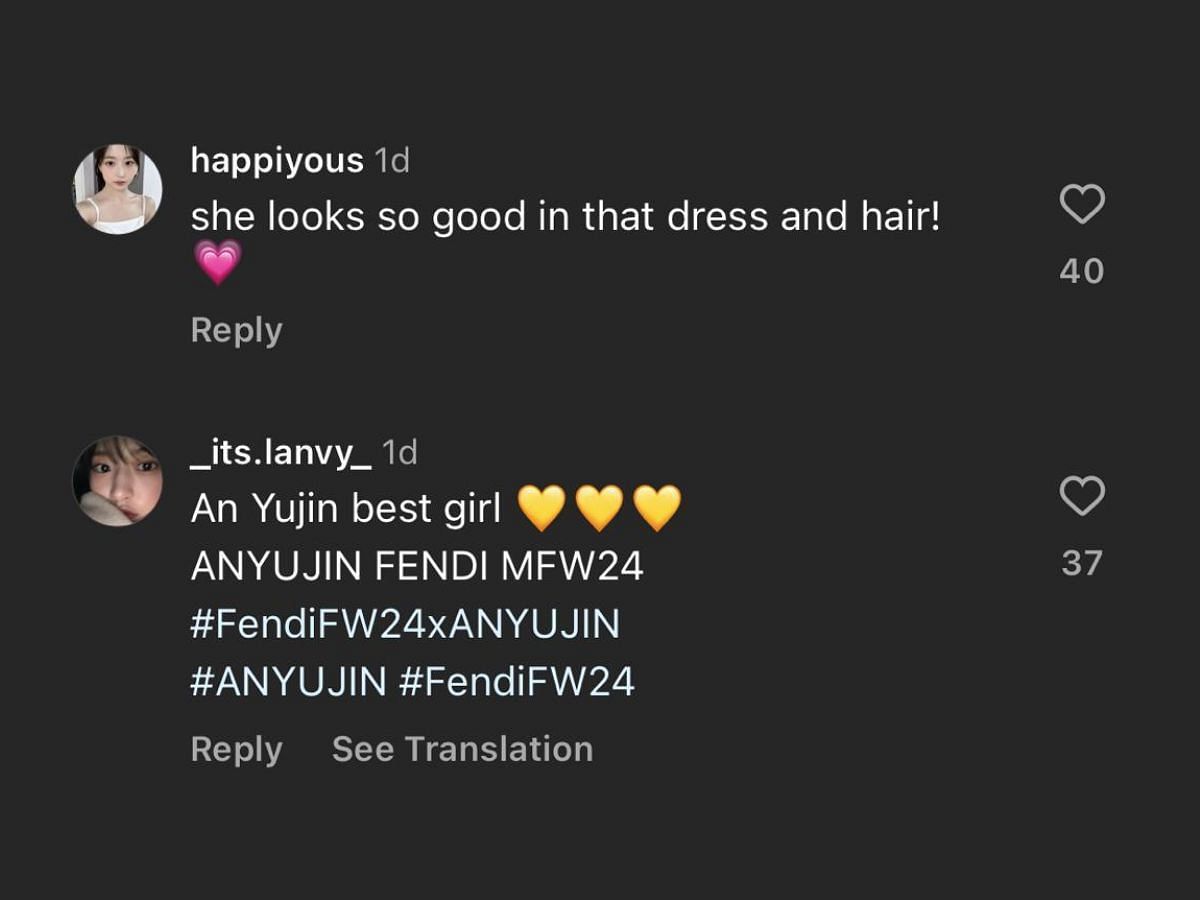Fans appreciate Yujin&rsquo;s look for the Fendi Fall/Winter show (Image via Instagram/@fendi)