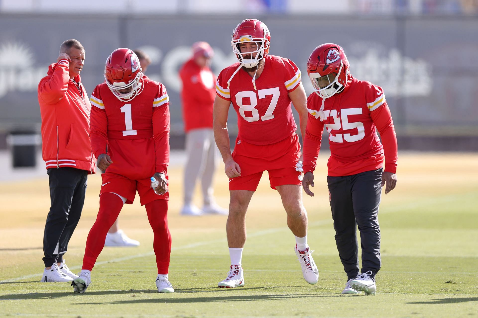 Travis Kelce during Super Bowl LVIII - Kansas City Chiefs Practice