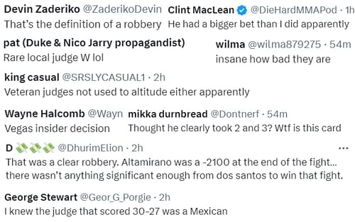 Fan reactions to controversial judging at UFC Mexico