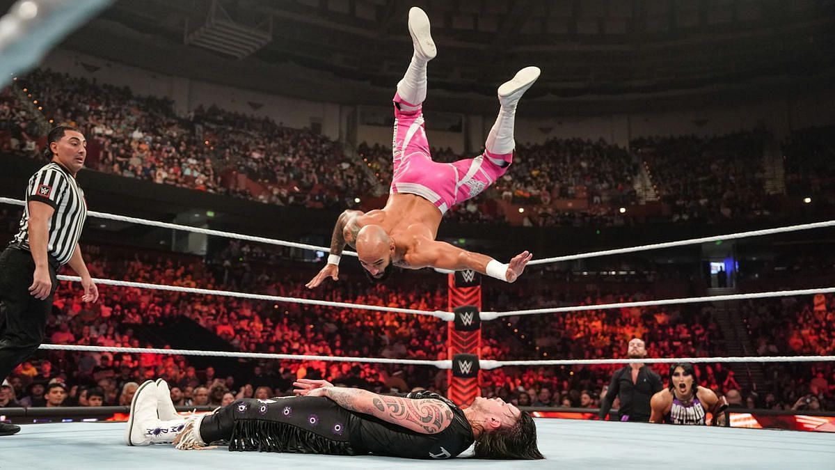 Ricochet crashes down on Dirty Dom Misterio on WWE RAW
