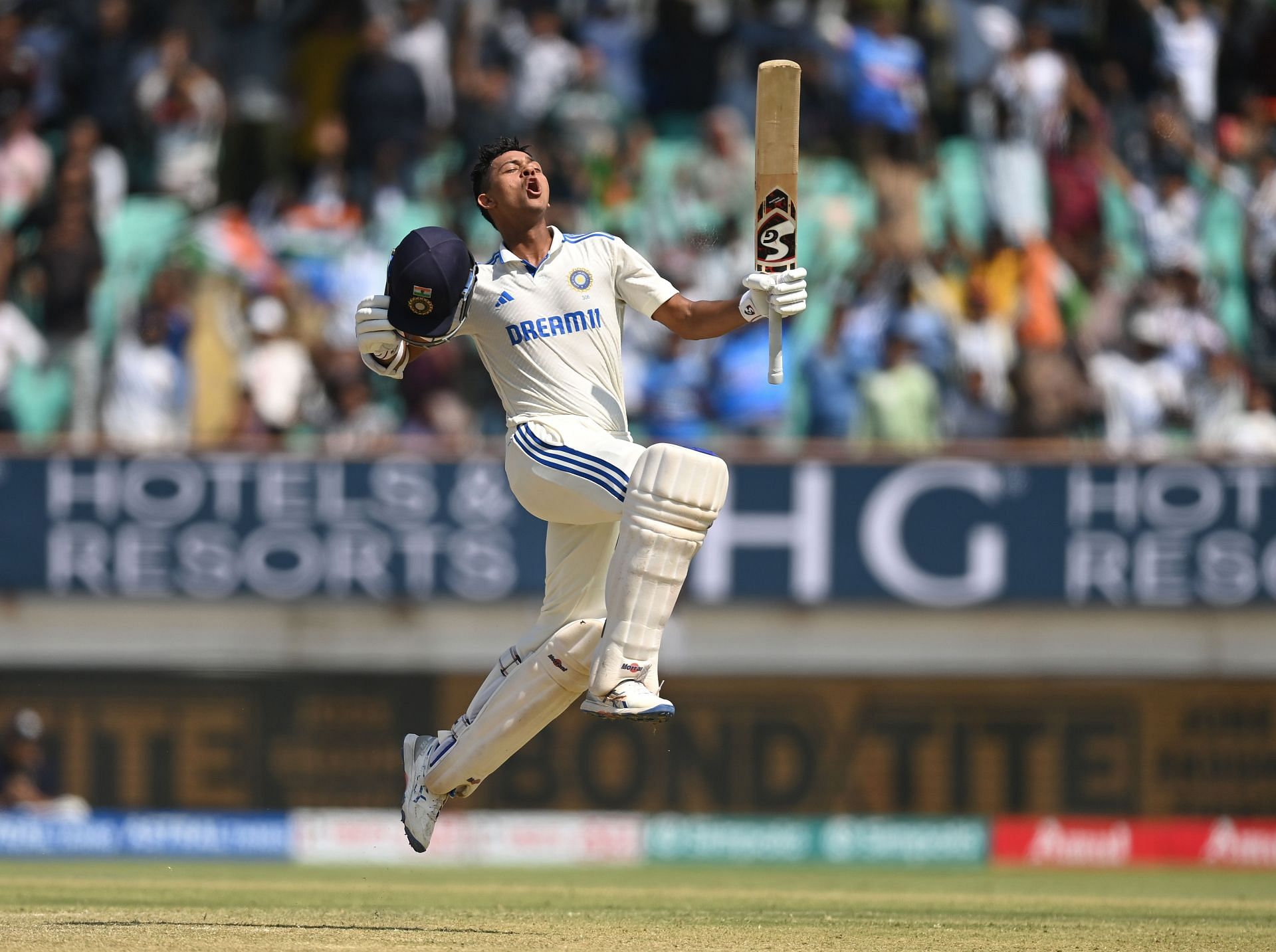 Yashasvi Jaiswal exults: India v England - 3rd Test Match: Day Four