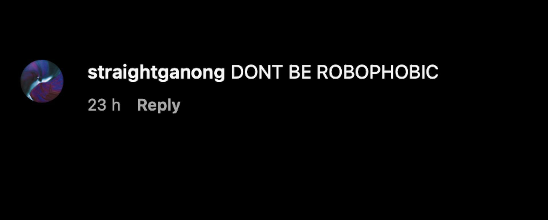 A fan reacts to the &#039;Robophobia&#039; announcement (Image via Instagram)