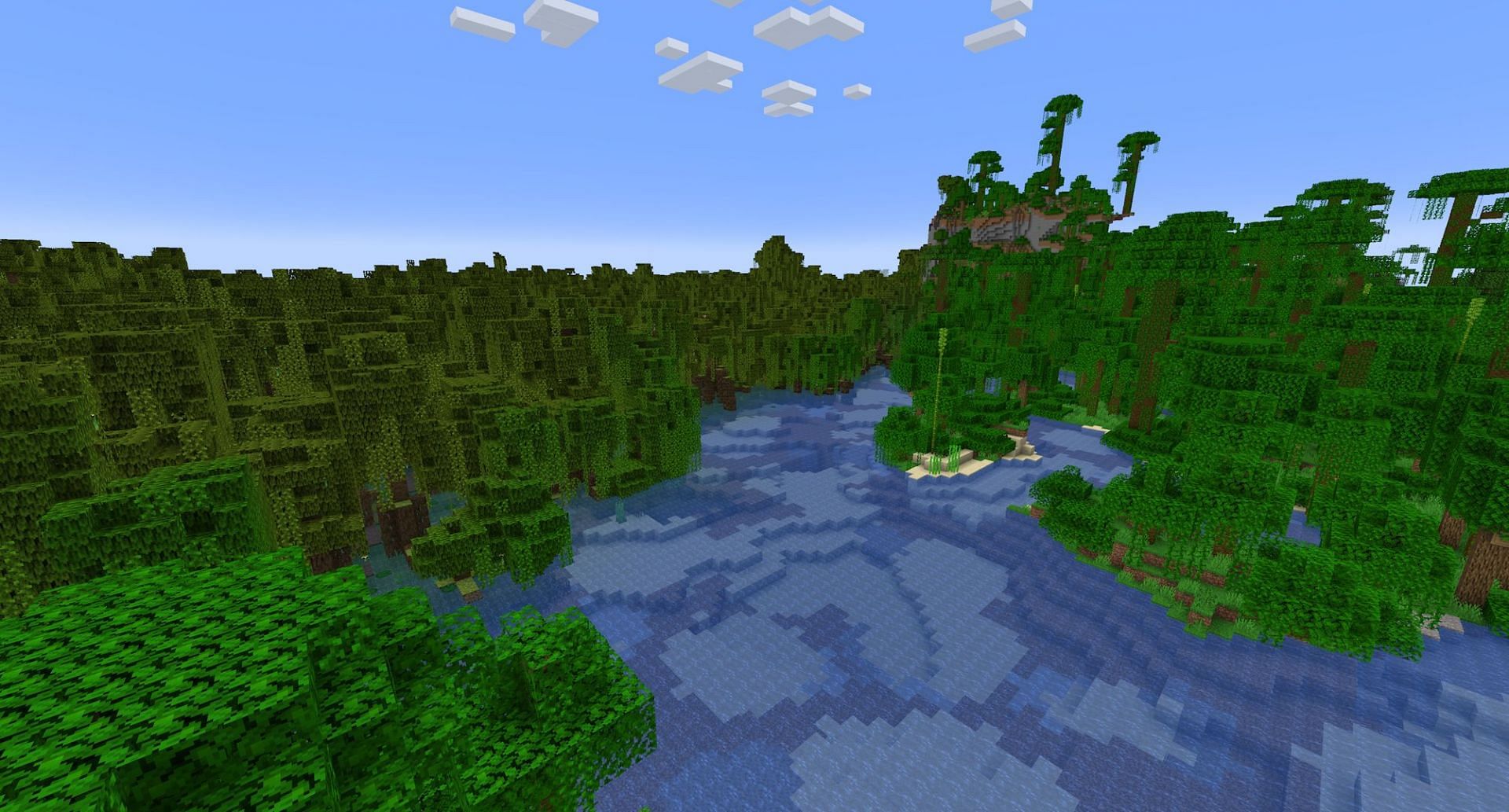 The meeting place of the seed&#039;s jungle and mangrove swamp (Image via Mojang)