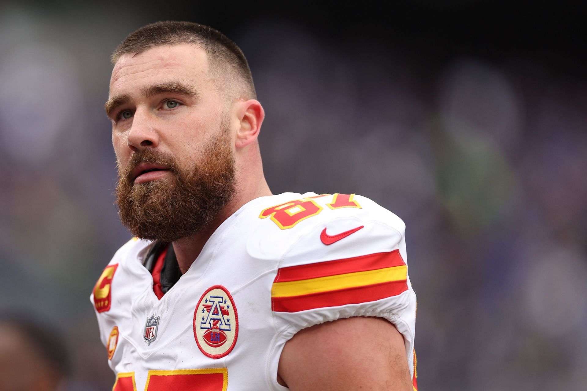 Travis Kelce at AFC Championship - Kansas City Chiefs v Baltimore Ravens