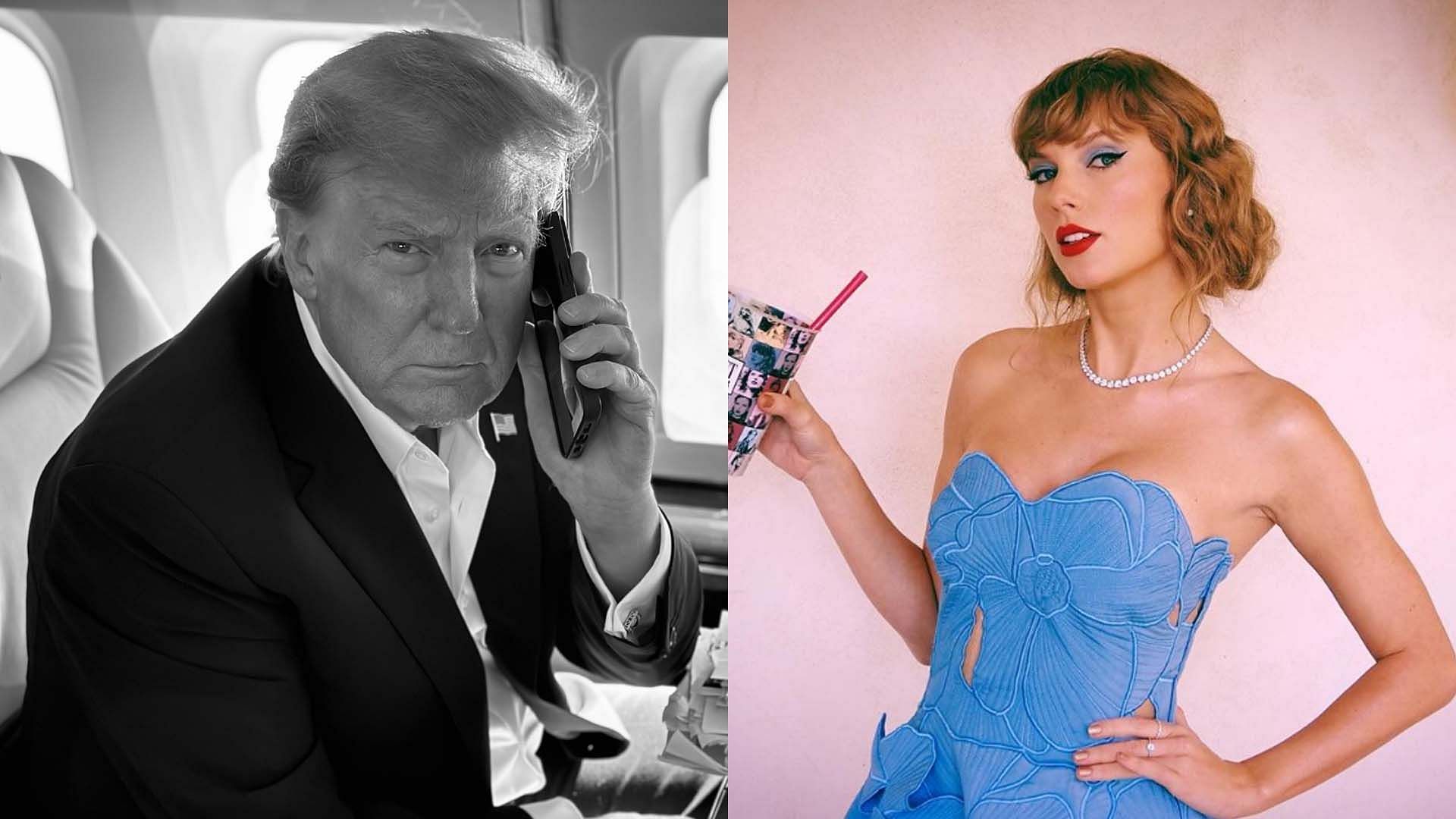 Internet trills Donald Trump after Truth Social post about Taylor Swift (Image via Instagram/ @realdonaldtrump, @taylorswuft)
