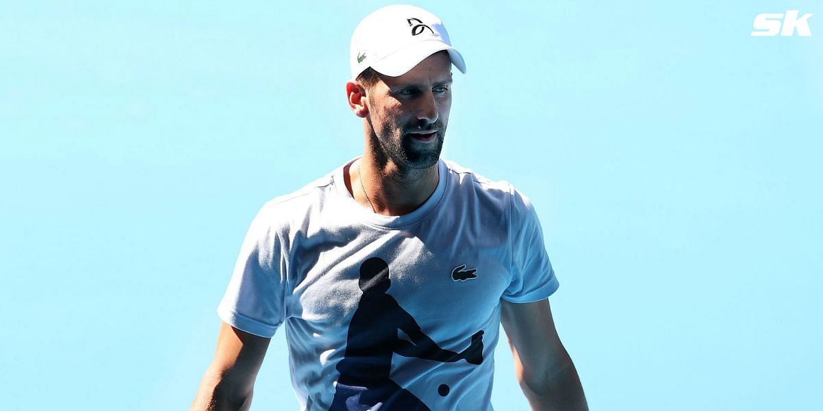 Novak Djokovic practicing ahead of the Indian Wells Masters 