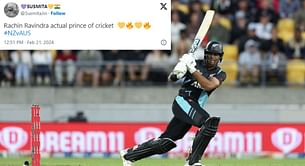 "Actual prince of cricket" - Fans erupt as Rachin Ravindra slams 68 off 35 balls in NZ vs AUS 1st T20I