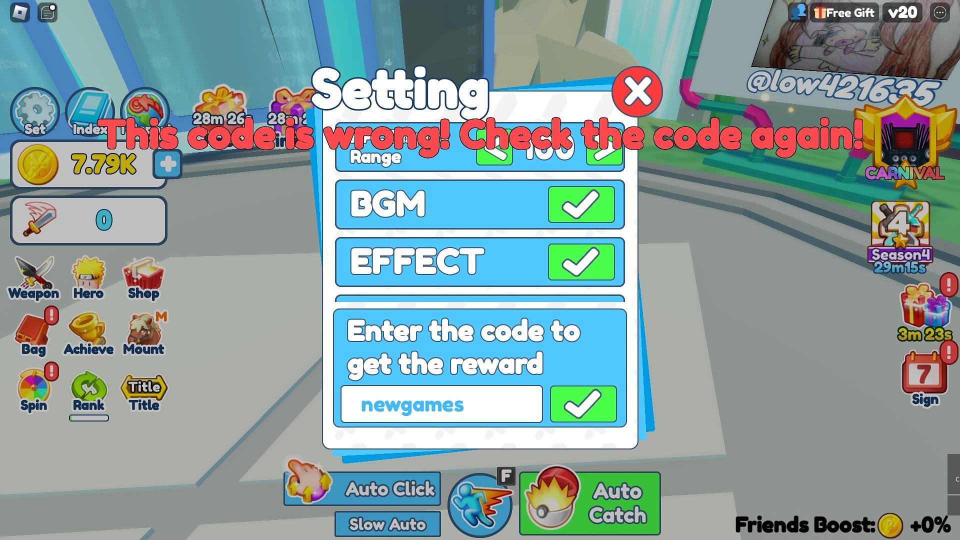 Troubleshooting codes for Anime Catching Simulator (Image via Roblox)
