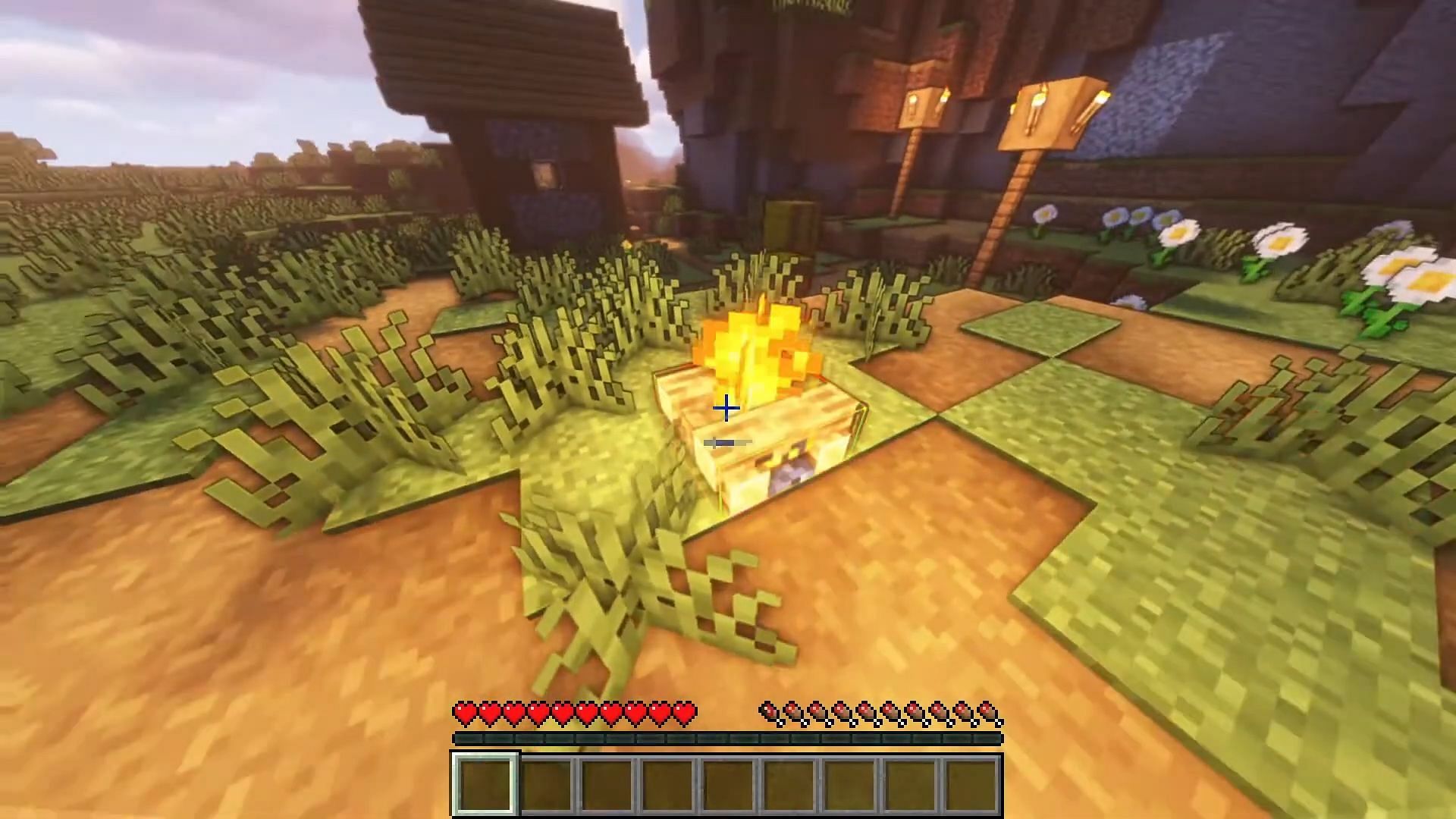 Healing Campfires gives Minecraft players even more reasons to relax around the fire (Image via Dabworksgaming/YouTube)