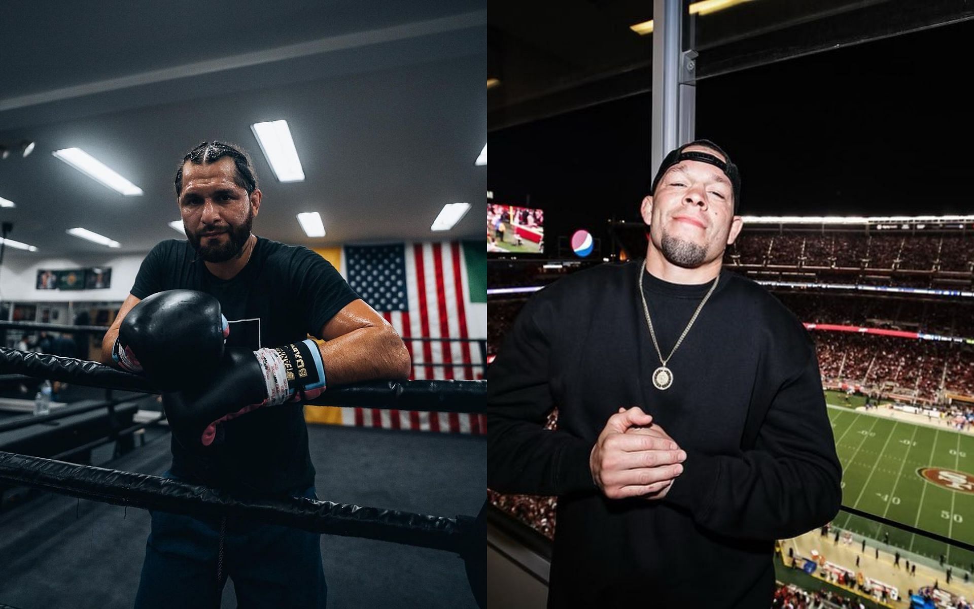 Jorge Masvidal (left) calls out Nate Diaz (right) [Image via: @gamebredfighter and @natediaz209 on Instagram]