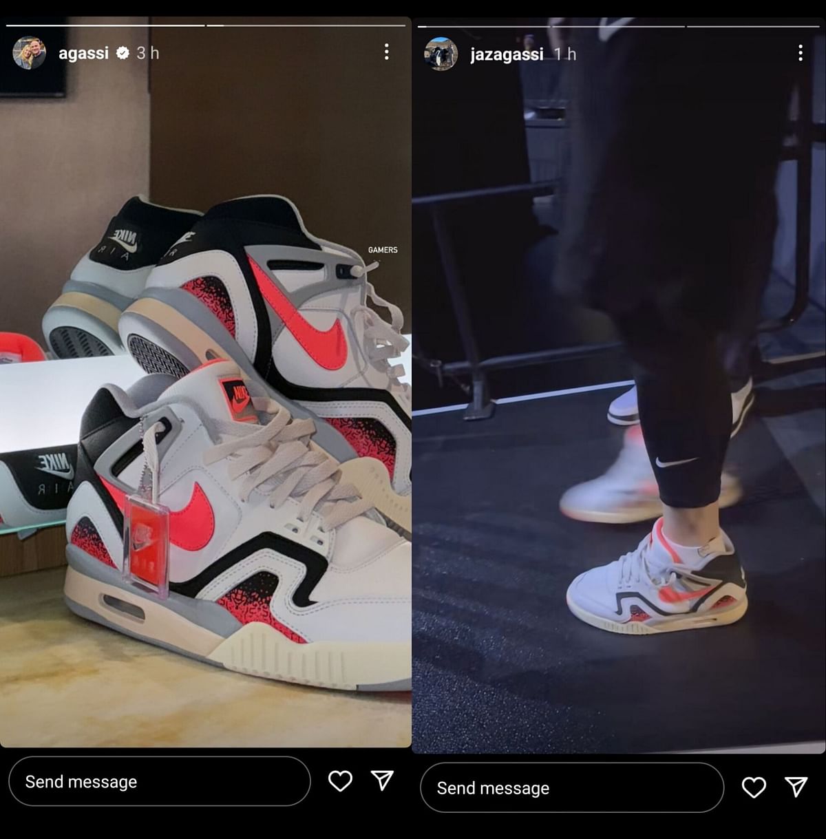 Andre Agassi and his daughter Jaz show off his iconic Nike Air Tech ...