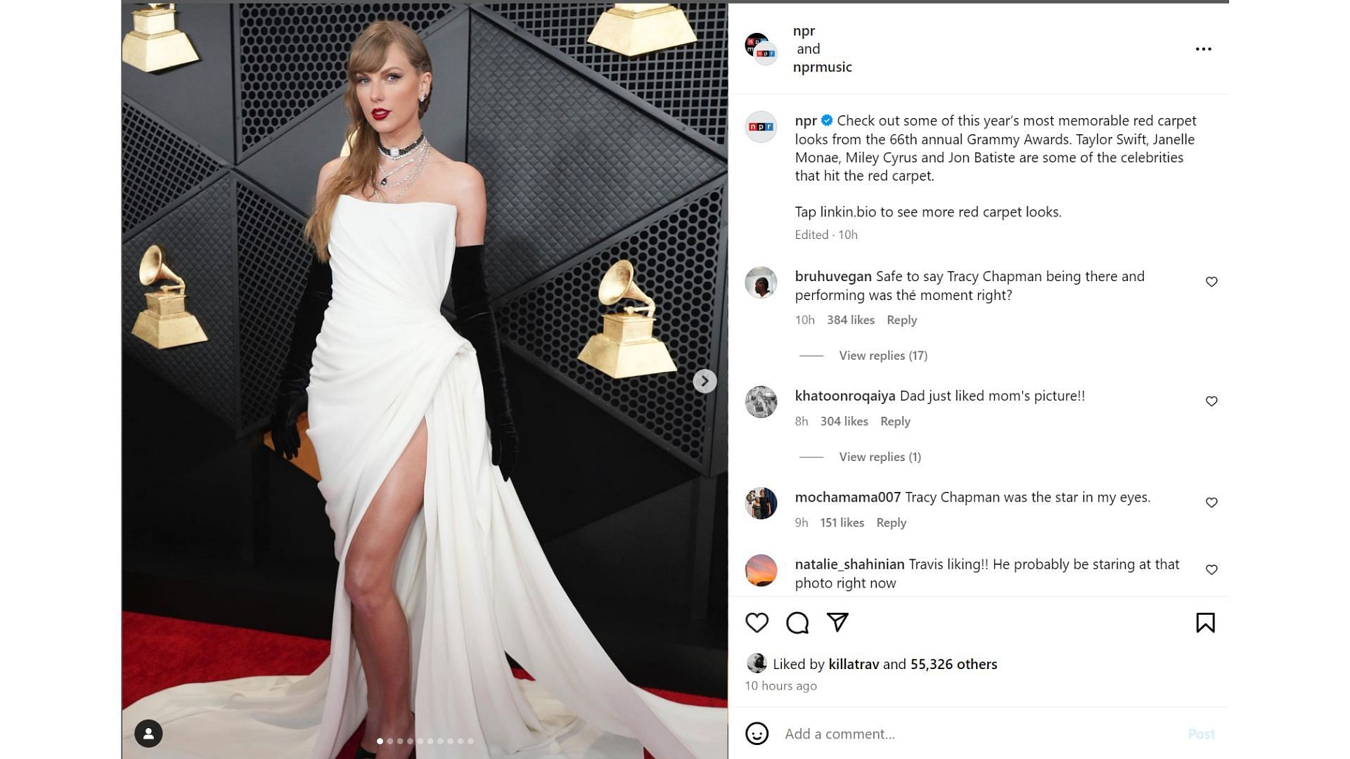 Travis Kelce liked Taylor Swift-related post about the Grammy&#039;s on Instagram