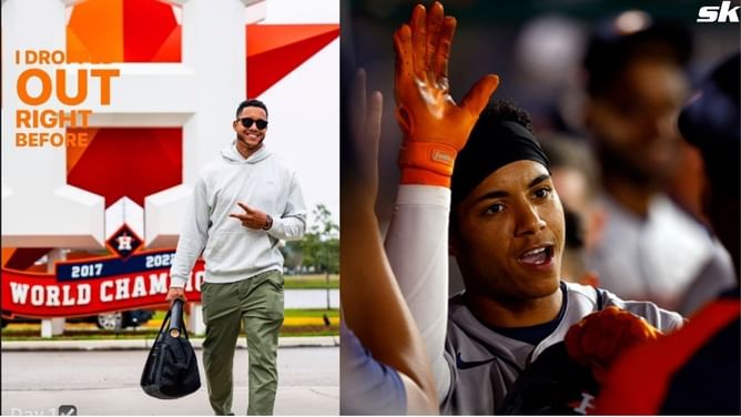 Former WS MVP Jeremy Pena arrives in Astros camp sporting white hoodie and military green pants