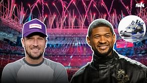 Astros star Alex Bregman gives nod of approval to popstar Usher's custom Chrome Jordan 4S sneakers during Super Bowl halftime show