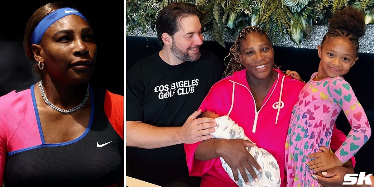 Serena Williams with her husband Alexis Ohanian and daughters Olympia and Adira