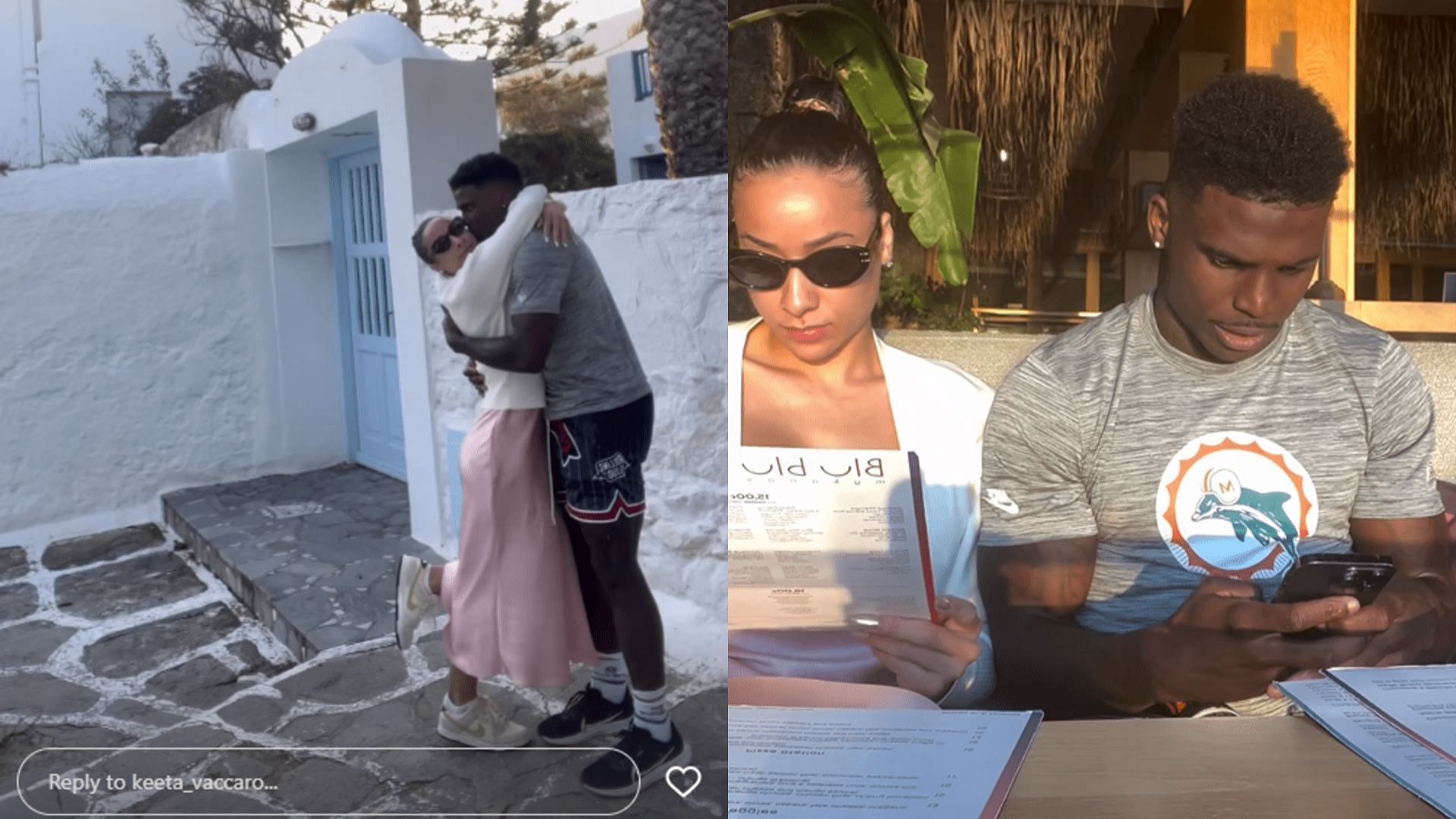 Tyreek Hill and his wife, Keeta Vaccaro, went on a vacation in Mykonos, Greece