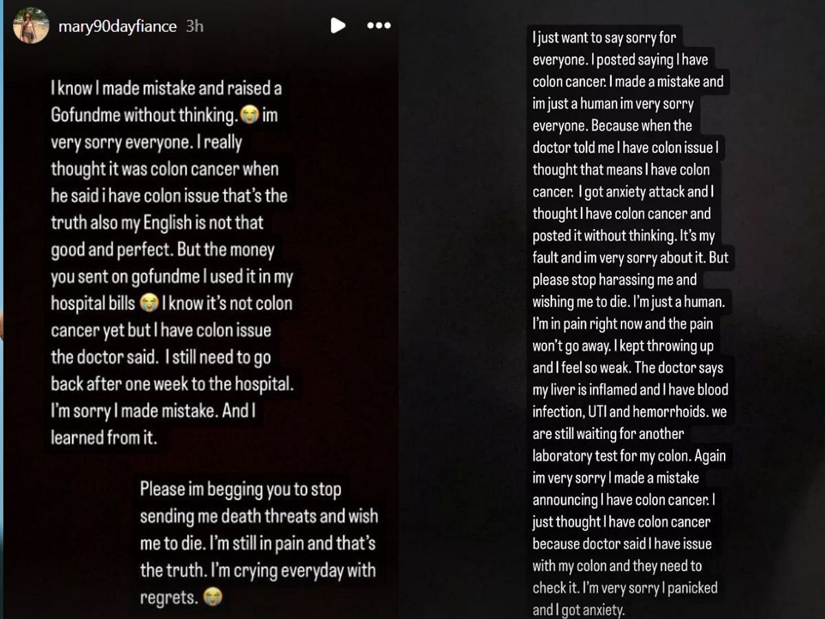 Mary clarifies health update (Image via Instagram/@mary90dayfiance)