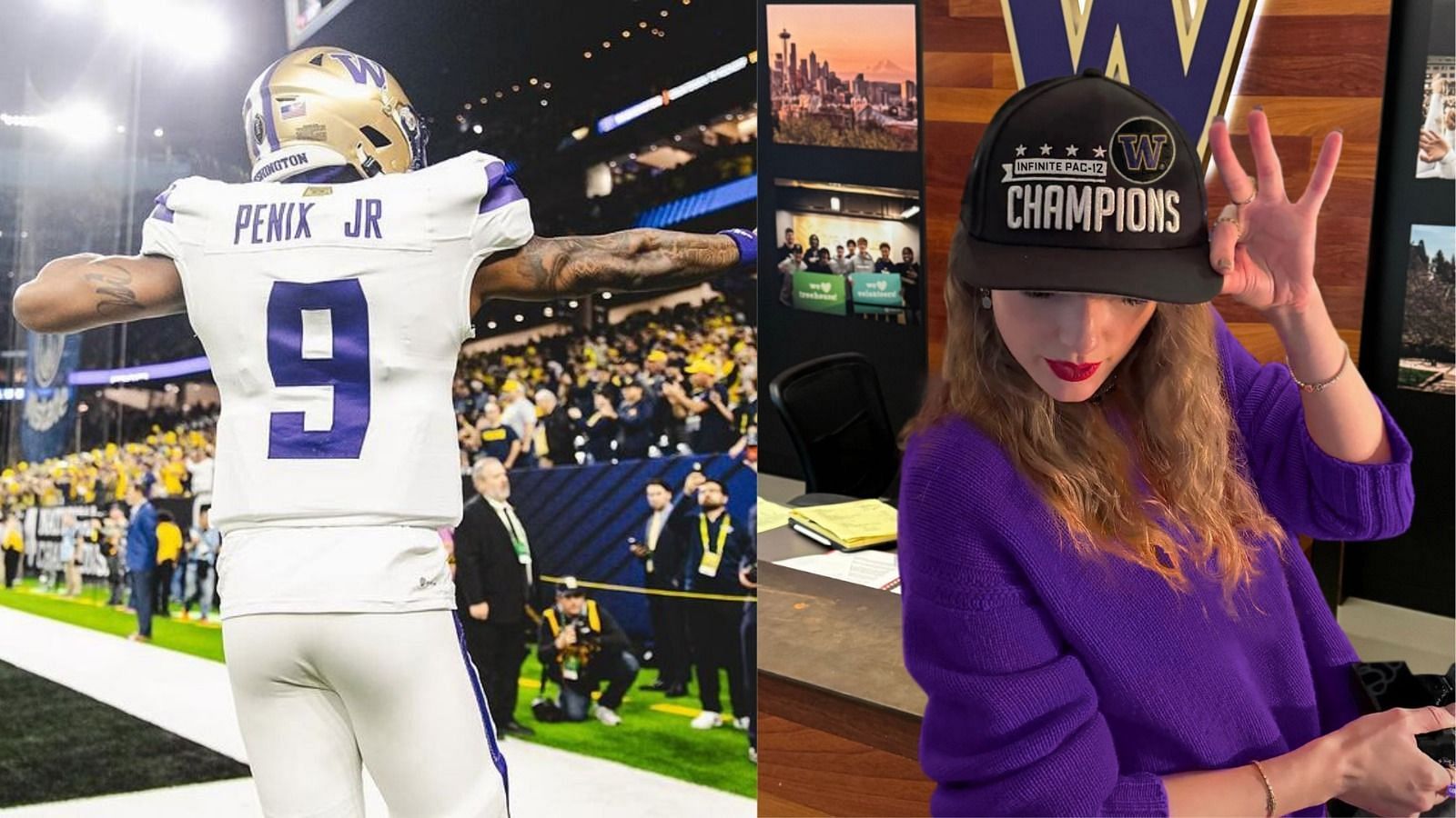 Taylor Swift and the Washington Huskies (Canva Created Image) 