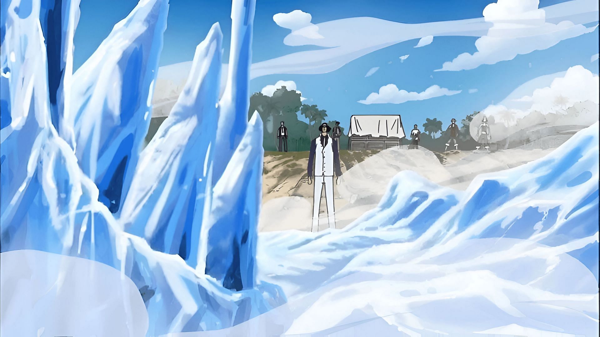 Kuzan standing on top of a frozen water (Image via Toei Animation)