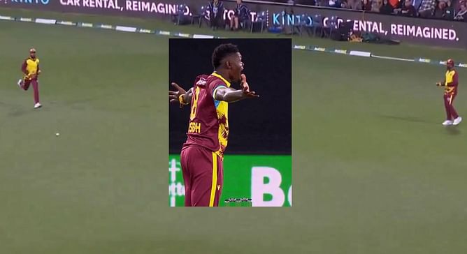 [Watch] Alzarri Joseph gives death stare as two fielders look at each other instead of attempting the catch in Australia vs West Indies 1st T20I