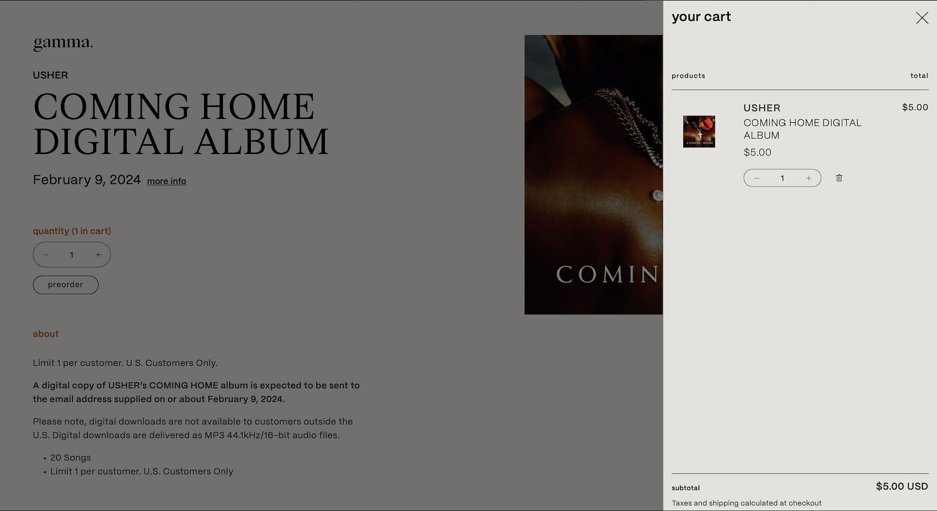 Coming Home album pre-sale is currently live on the album&#039;s official store (Image via The Gamma Shop)