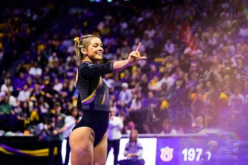 Olivia Dunne performs her floor routine against the Auburn Tigers. (Image source: Gawby)